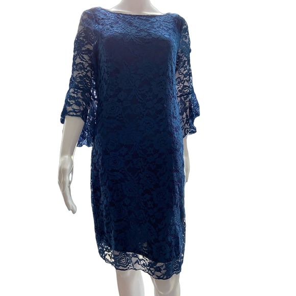 Marina Beautiful Blue Knee-Length Women's Dress, Size 8* wom885 - Picture 4 of 10